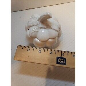New White Ceramic Pumpkin Trinket Box Table Decor with Lid 4”